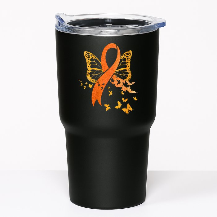 Multiple Sclerosis Awareness Orange Ribbon Butterfly Fighter Tumbler