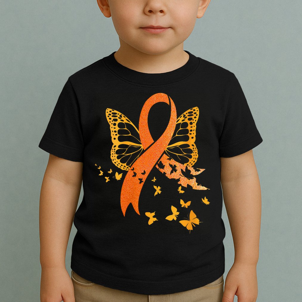 Multiple Sclerosis Awareness Orange Ribbon Butterfly Fighter Toddler T-Shirt