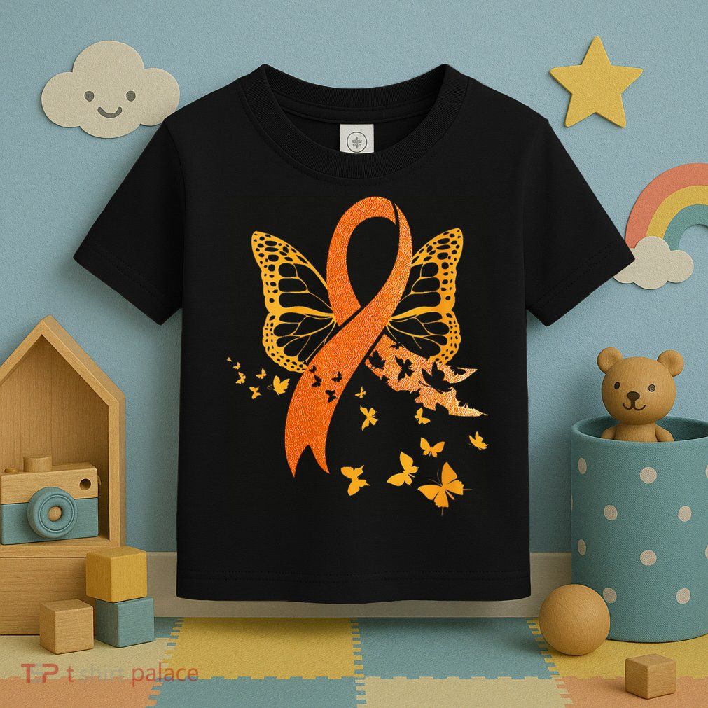 Multiple Sclerosis Awareness Orange Ribbon Butterfly Fighter Toddler T-Shirt