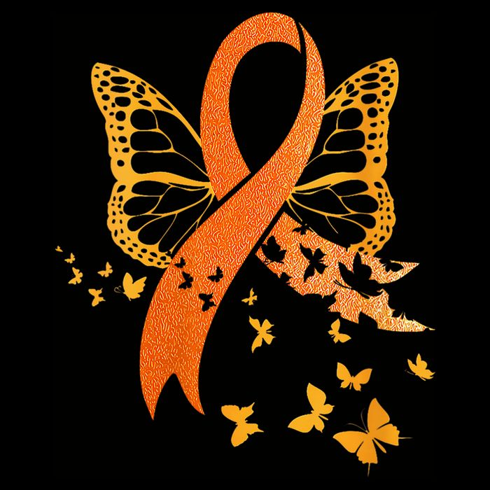 Multiple Sclerosis Awareness Orange Ribbon Butterfly Fighter Cropped Pullover Crew