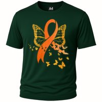 Multiple Sclerosis Awareness Orange Ribbon Butterfly Fighter Performance Shirt