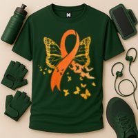 Multiple Sclerosis Awareness Orange Ribbon Butterfly Fighter Performance Shirt