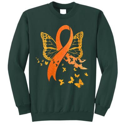 Multiple Sclerosis Awareness Orange Ribbon Butterfly Fighter Sweatshirt