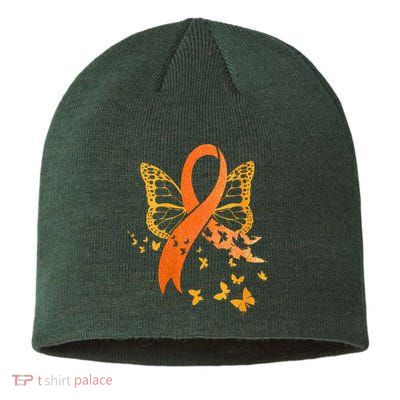 Multiple Sclerosis Awareness Orange Ribbon Butterfly Fighter Sustainable Beanie