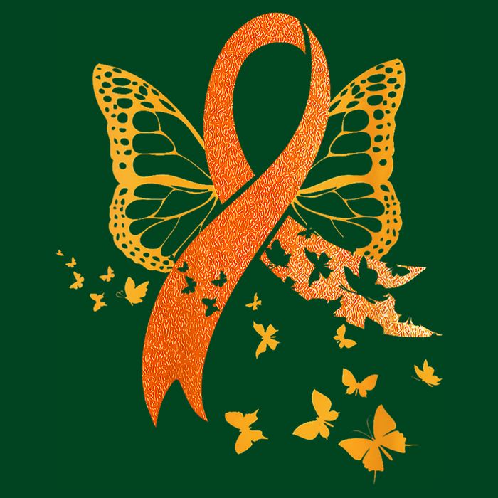 Multiple Sclerosis Awareness Orange Ribbon Butterfly Fighter Tall Long Sleeve T-Shirt