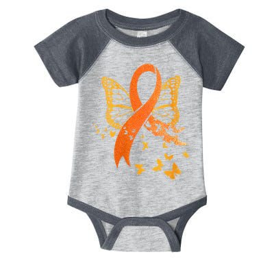 Multiple Sclerosis Awareness Orange Ribbon Butterfly Fighter Infant Baby Jersey Bodysuit