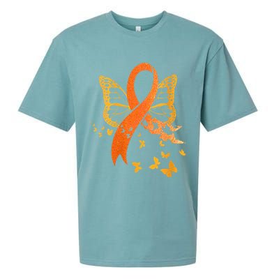 Multiple Sclerosis Awareness Orange Ribbon Butterfly Fighter Sueded Cloud Jersey T-Shirt