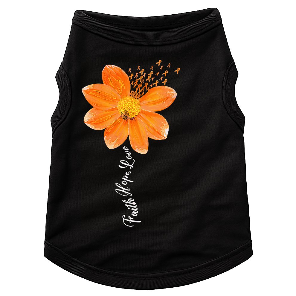 Multiple Sclerosis Awareness Orange Flower Ribbon Faith Hope Doggie Tank