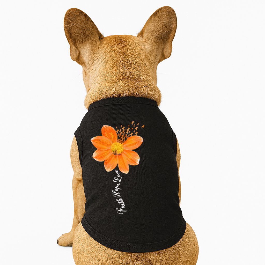 Multiple Sclerosis Awareness Orange Flower Ribbon Faith Hope Doggie Tank