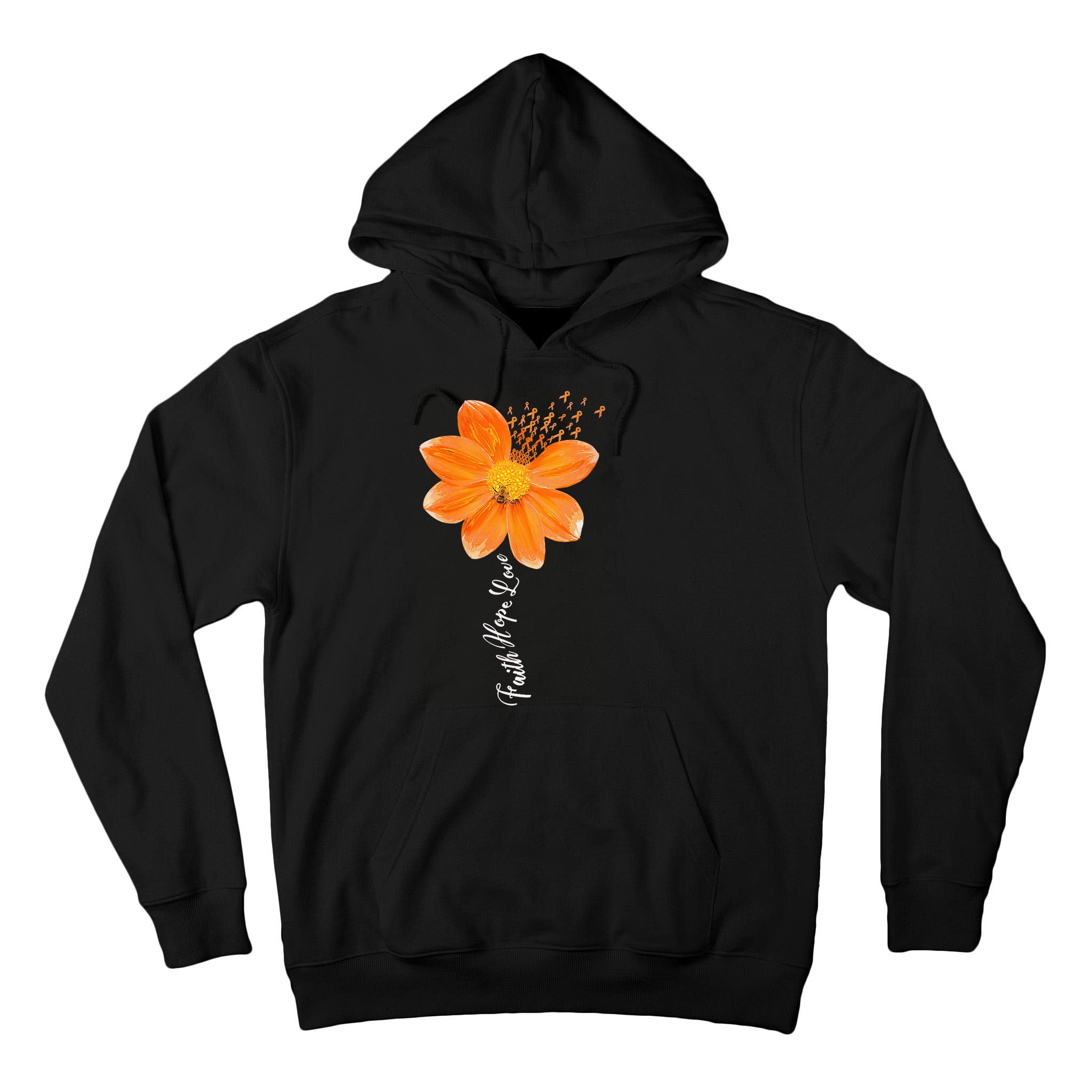 Multiple Sclerosis Awareness Orange Flower Ribbon Faith Hope Tall Hoodie
