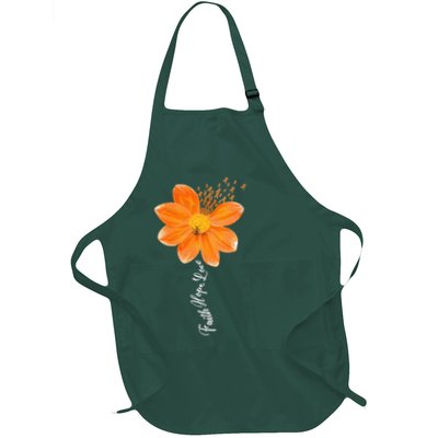 Multiple Sclerosis Awareness Orange Flower Ribbon Faith Hope Full-Length Apron With Pockets