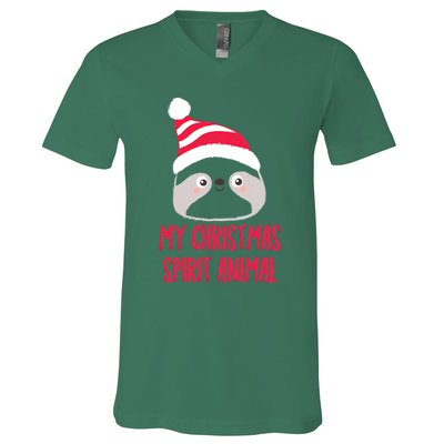 My Spirit Animal Sloth Christmas V-Neck T-Shirt