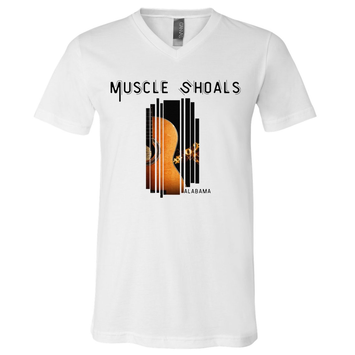 Muscle Shoals Alabama AL Distressed Grunge Text Music City V-Neck T-Shirt