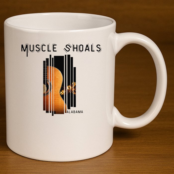 Muscle Shoals Alabama AL Distressed Grunge Text Music City 11oz C Handle Ceramic Mug