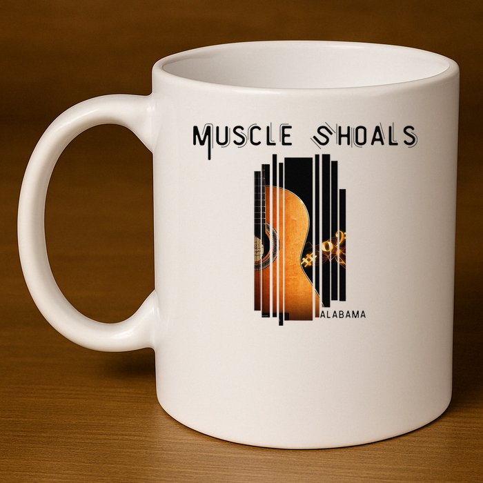 Muscle Shoals Alabama AL Distressed Grunge Text Music City 11oz C Handle Ceramic Mug