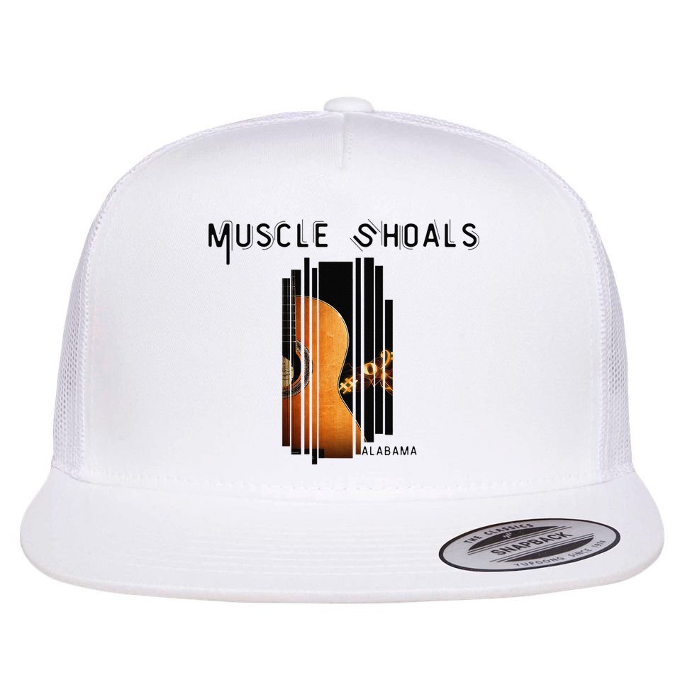 Muscle Shoals Alabama AL Distressed Grunge Text Music City Flat Bill Trucker Hat