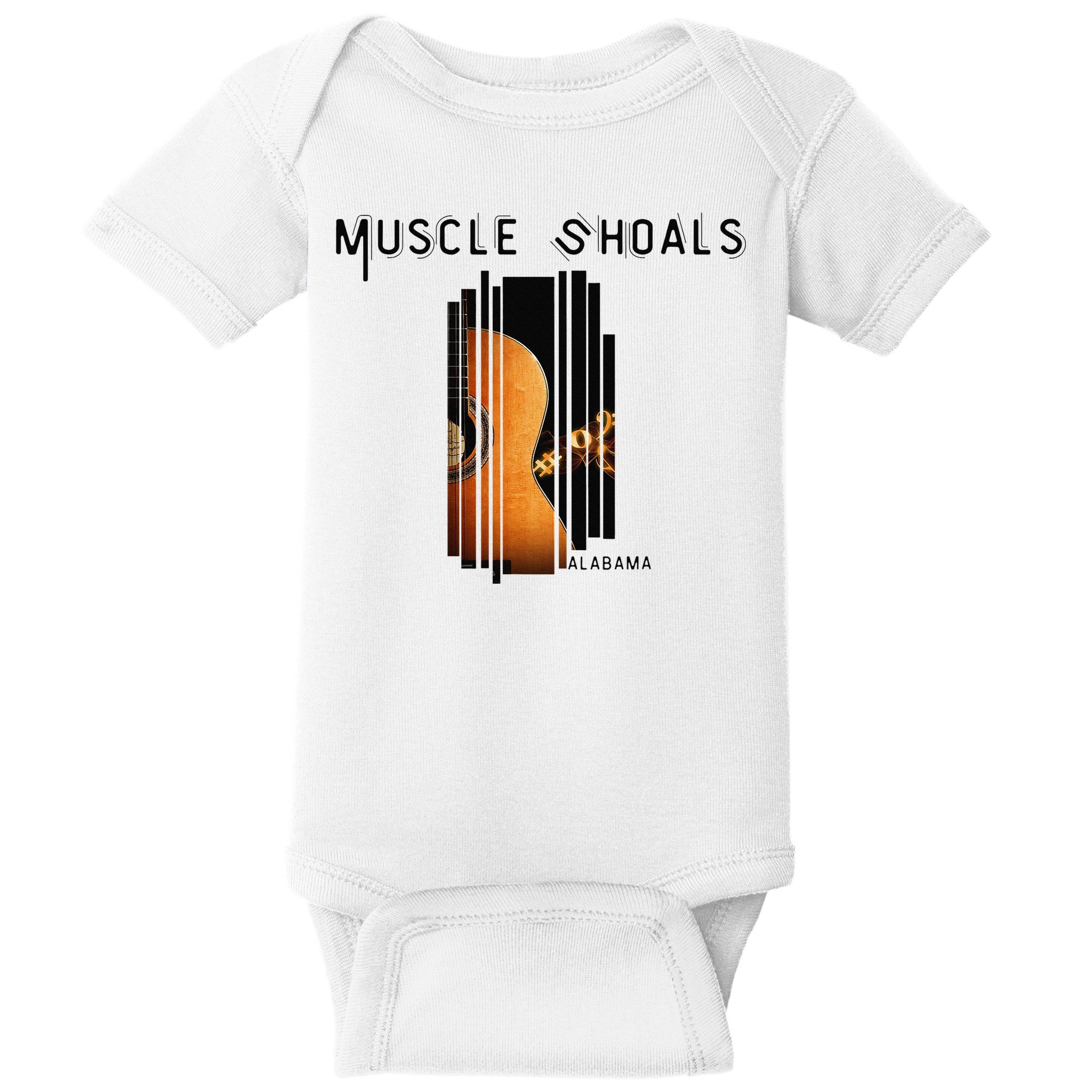 Muscle Shoals Alabama AL Distressed Grunge Text Music City Baby Bodysuit