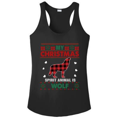 My Spirit Animal Is Wolf Lover Xmas Ugly Christmas Sweater Cute Gift Ladies PosiCharge Competitor Racerback Tank