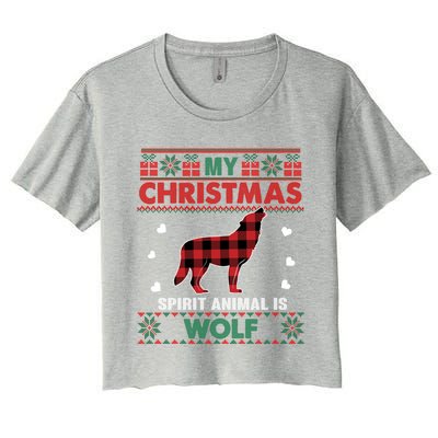 My Spirit Animal Is Wolf Lover Xmas Ugly Christmas Sweater Cute Gift Women's Crop Top Tee