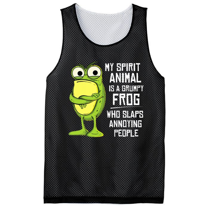 My Spirit Animal Is A Grumpy Frog Who Slaps Annoying People Mesh Reversible Basketball Jersey Tank