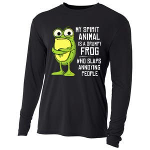 My Spirit Animal Is A Grumpy Frog Who Slaps Annoying People Cooling Performance Long Sleeve Crew