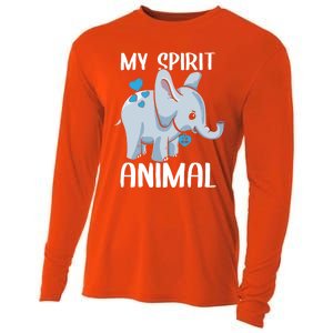 My Spirit Animal Elephant I Love Dad Heart Valentines Day Great Gift Cooling Performance Long Sleeve Crew