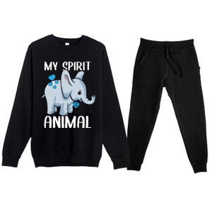 My Spirit Animal Elephant I Love Dad Heart Valentines Day Great Gift Premium Crewneck Sweatsuit Set