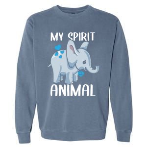 My Spirit Animal Elephant I Love Dad Heart Valentines Day Great Gift Garment-Dyed Sweatshirt