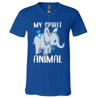 My Spirit Animal Elephant I Love Dad Heart Valentines Day Great Gift V-Neck T-Shirt