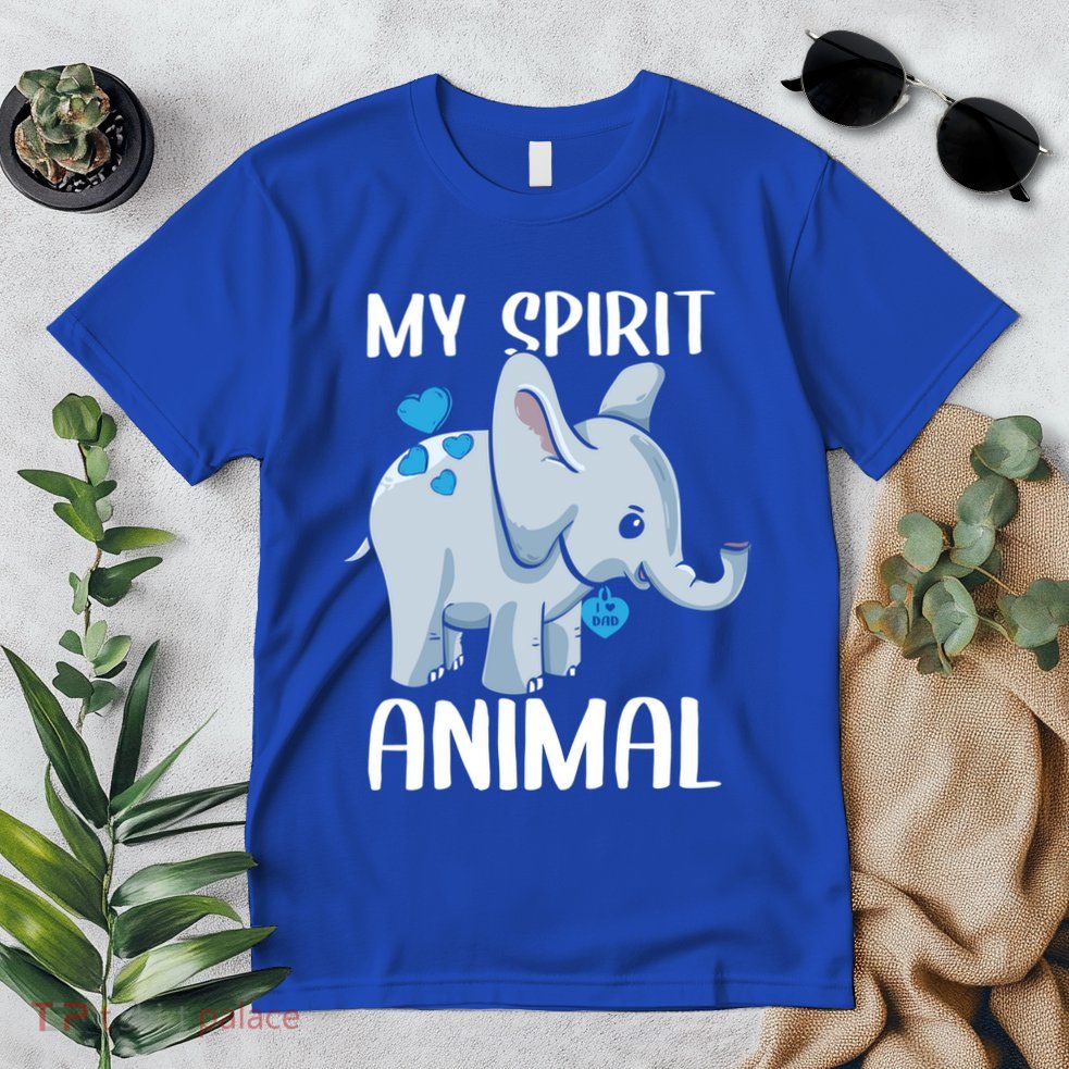 My Spirit Animal Elephant I Love Dad Heart Valentines Day Great Gift Premium T-Shirt