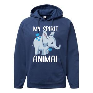 My Spirit Animal Elephant I Love Dad Heart Valentines Day Great Gift Performance Fleece Hoodie