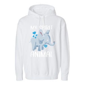 My Spirit Animal Elephant I Love Dad Heart Valentines Day Great Gift Garment-Dyed Fleece Hoodie