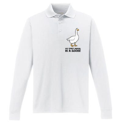 My Spirit Animal Is A Goose Performance Long Sleeve Polo