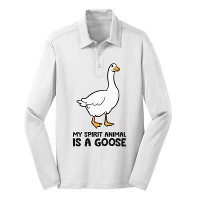 My Spirit Animal Is A Goose Silk Touch Performance Long Sleeve Polo