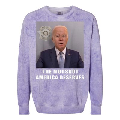 Mug Shot America Deserves Funny AntiBiden Colorblast Crewneck Sweatshirt