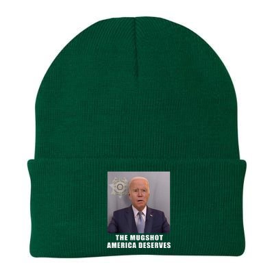 Mug Shot America Deserves Funny AntiBiden Knit Cap Winter Beanie