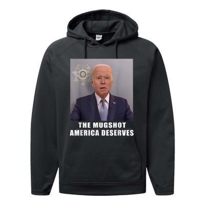 Mug Shot America Deserves Funny AntiBiden Performance Fleece Hoodie