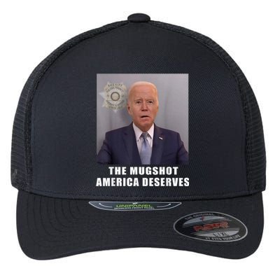 Mug Shot America Deserves Funny AntiBiden Flexfit Unipanel Trucker Cap