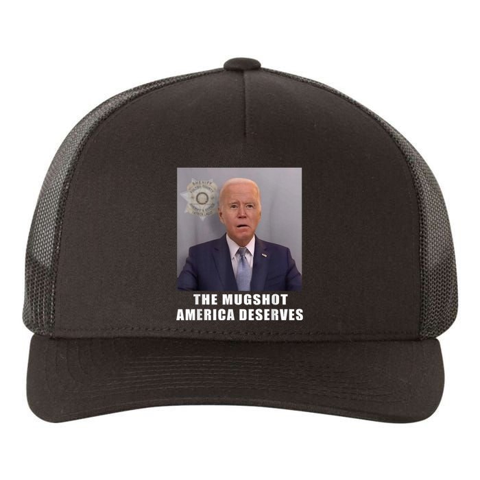 Mug Shot America Deserves Funny AntiBiden Yupoong Adult 5-Panel Trucker Hat