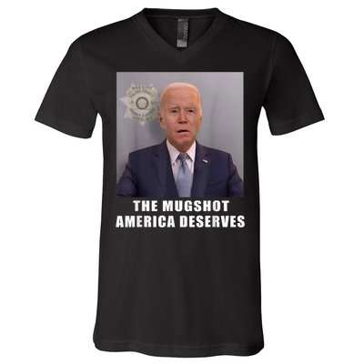 Mug Shot America Deserves Funny AntiBiden V-Neck T-Shirt