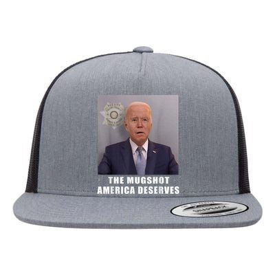 Mug Shot America Deserves Funny AntiBiden Flat Bill Trucker Hat