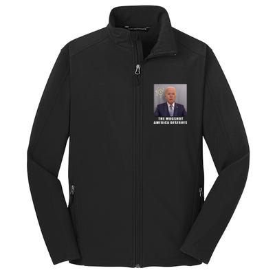 Mug Shot America Deserves Funny AntiBiden Core Soft Shell Jacket