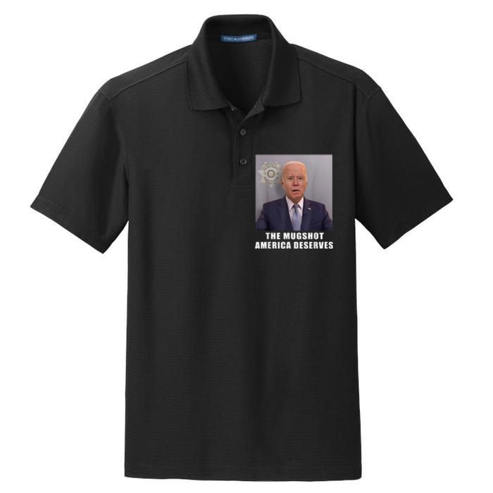 Mug Shot America Deserves Funny AntiBiden Dry Zone Grid Polo