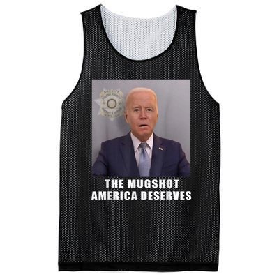 Mug Shot America Deserves Funny AntiBiden Mesh Reversible Basketball Jersey Tank