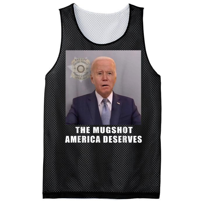 Mug Shot America Deserves Funny AntiBiden Mesh Reversible Basketball Jersey Tank