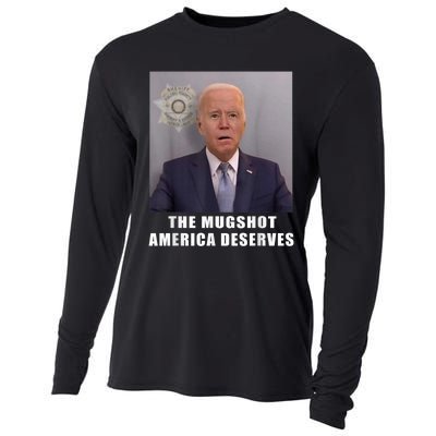 Mug Shot America Deserves Funny AntiBiden Cooling Performance Long Sleeve Crew