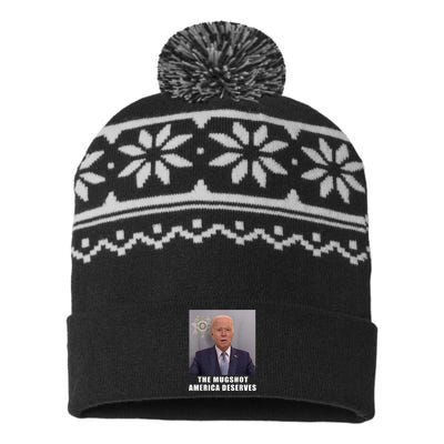 Mug Shot America Deserves Funny AntiBiden USA-Made Snowflake Beanie