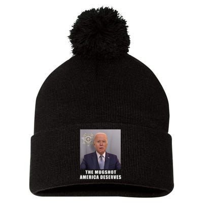 Mug Shot America Deserves Funny AntiBiden Pom Pom 12in Knit Beanie