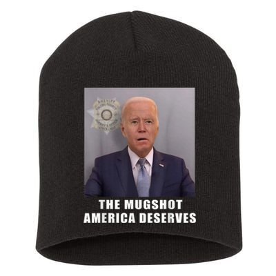 Mug Shot America Deserves Funny AntiBiden Short Acrylic Beanie