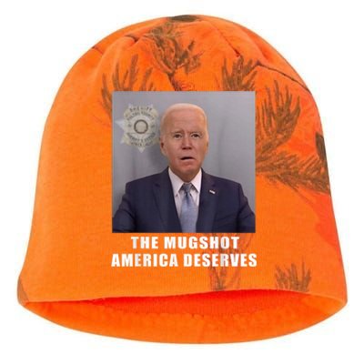 Mug Shot America Deserves Funny AntiBiden Kati - Camo Knit Beanie